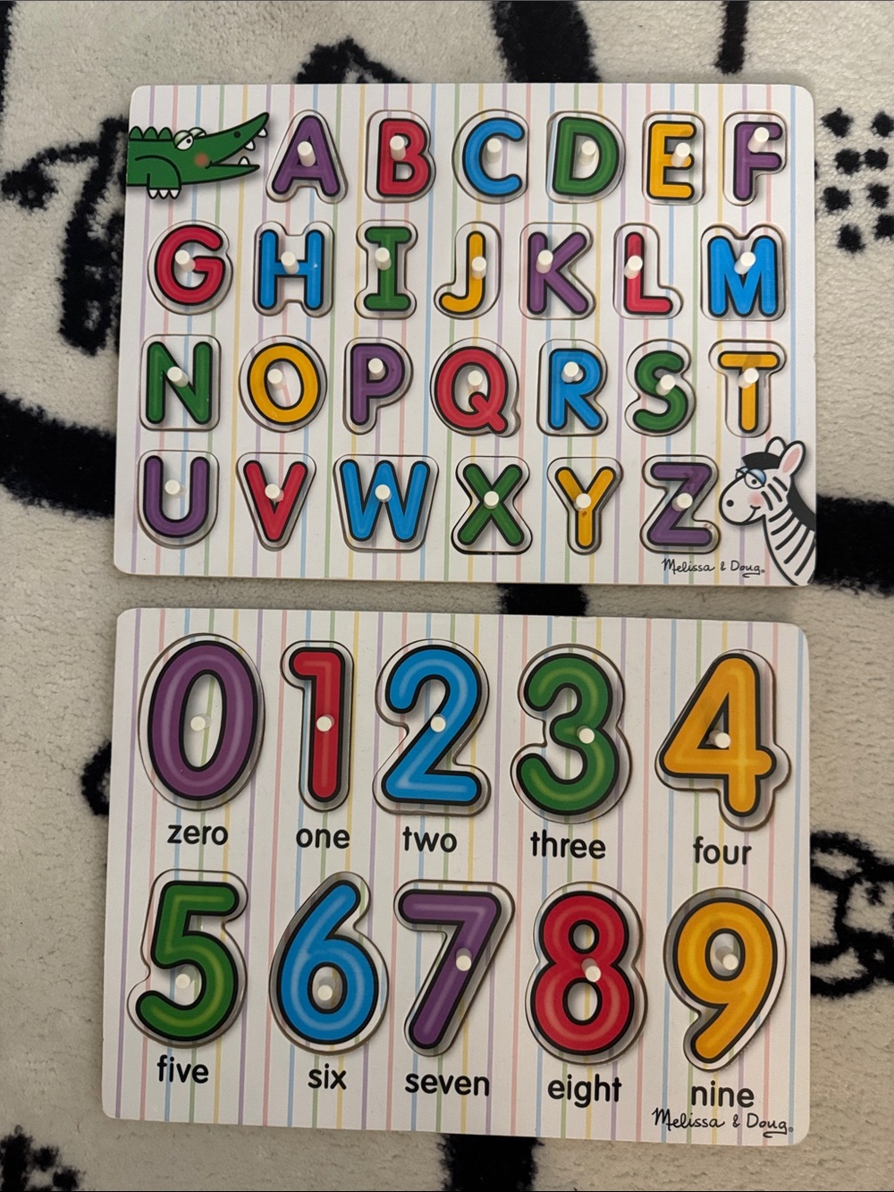 Melissa & Doug Bundle Alphabet & Number Peg Puzzle Set